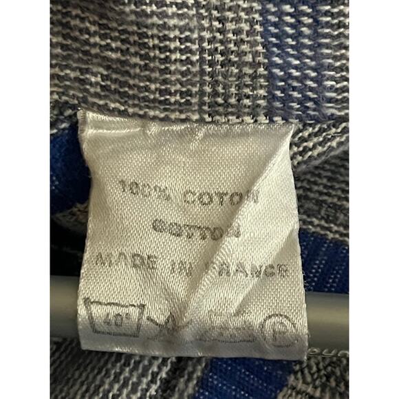 VTG Christian de Parallax Paris Shirt Cotton Blue Black White Cork Button Down - Picture 5 of 7